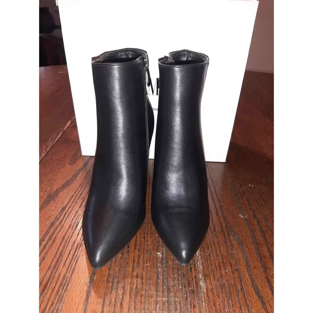 New Size 5.5 Dream Pairs Black PU Sianna-1 Chunky Heel Ankle Boots Booties
